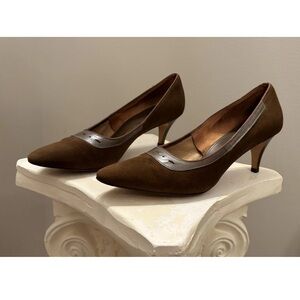1950s/60s Smartaire pointed toe suede/leather spiked heels sz 8.5